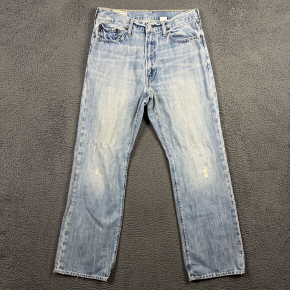 Vtg Abercrombie & Fitch Jeans Mens 30x32 Blue Bootcut Y2K Faded Light Wash - Picture 1 of 16